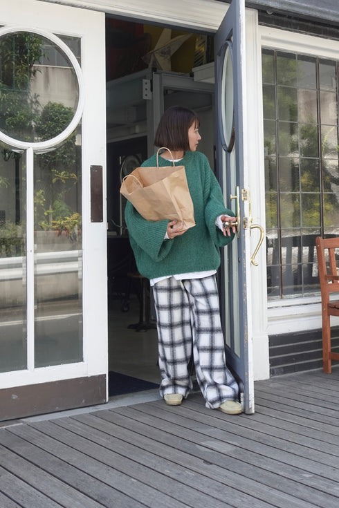 起毛チェックラフパンツ